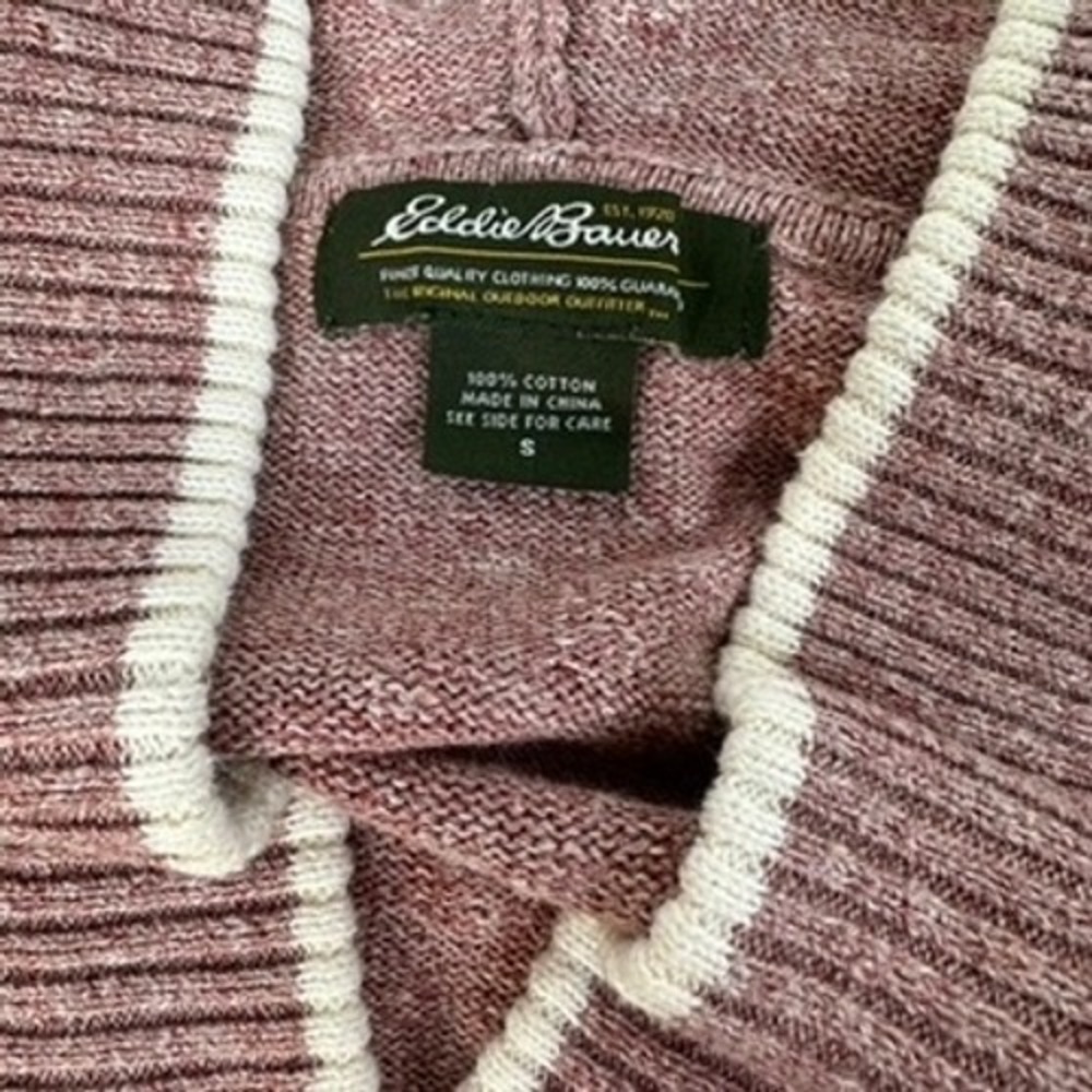 Eddie Bauer Womens Heathered Burgundy Pullover Sweater Hoodie Size S - Picture 5 of 6